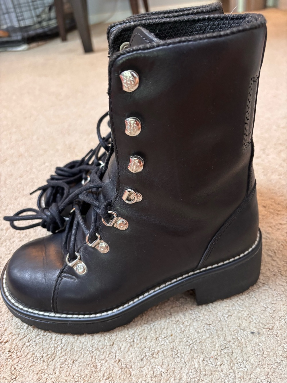 Vintage Harley Davidson 81110 Women’s 6 Black Leather Lace Up Moto Biker Boots - Picture 7 of 14